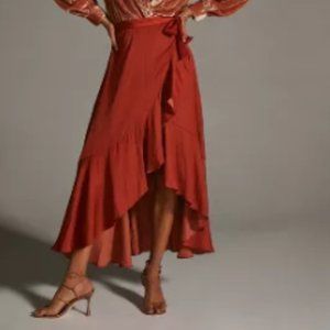 MAEVE RUFFLED WRAP MAXI SKIRT ~ Dark Orange/Rust ~ NWT ~ Size Medium M